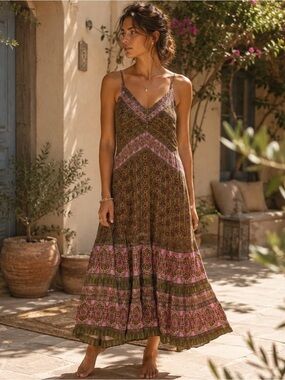 Sundance Naidu Dress NWT Spaghetti-Strap Maxi Dress Medium